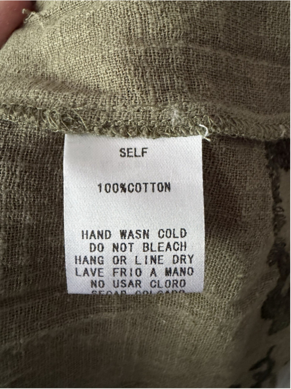 Easel Los Angeles Olive Green 100% Cotton Smocked Midi Dress L Boho Cottagecore - Picture 5 of 5